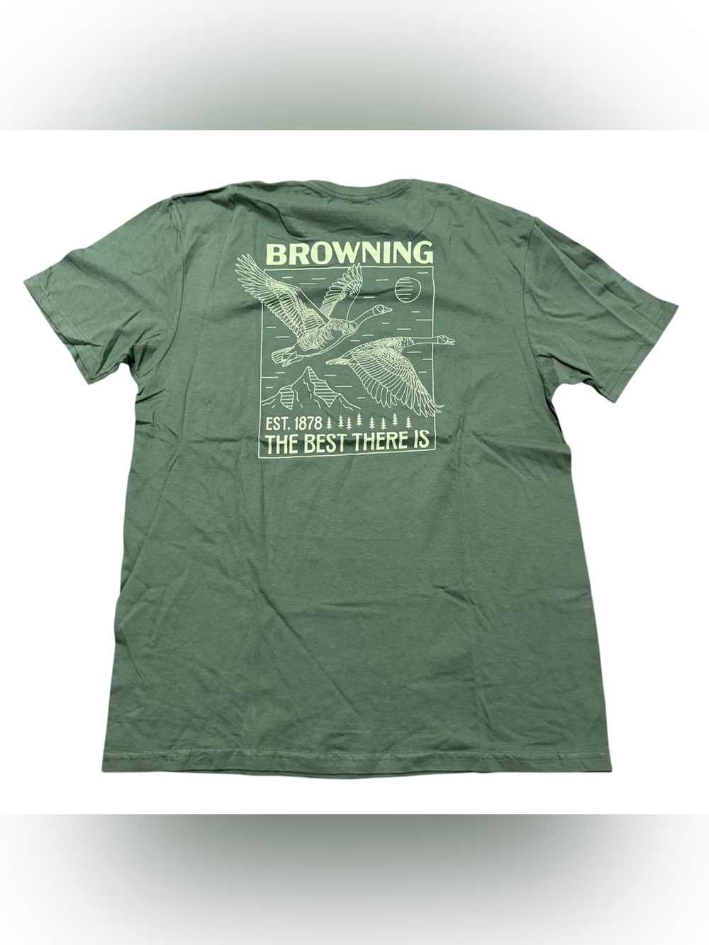 Browning Men's T-Shirt Goose Hunting Graphic Print Size Large Green NEW